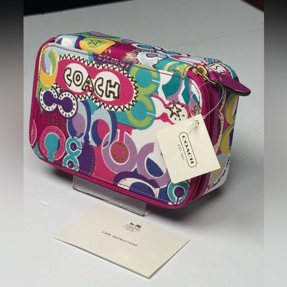 Coach Poppy Graffiti Multicolor Canvas Jewelry Bag. Zipper. NWT. Collectible - Picture 1 of 11